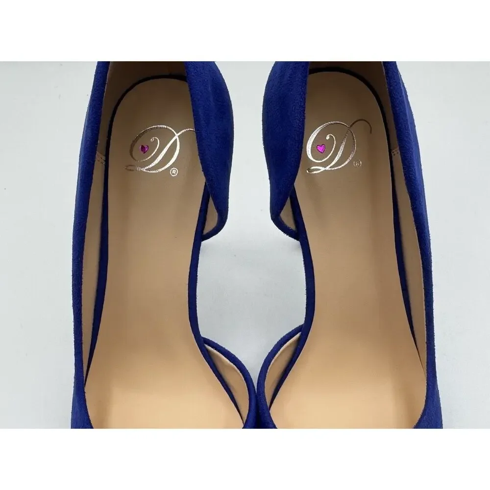 My Delicious Shoes Women’s Stephanie Blue Faux Suede Classic Pump Heel Size 7.5